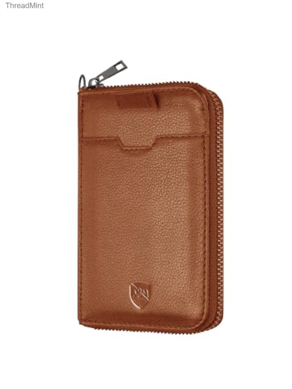 Slim Leather Zipper Wallet RFID Bifold Card Holder Pull Tab